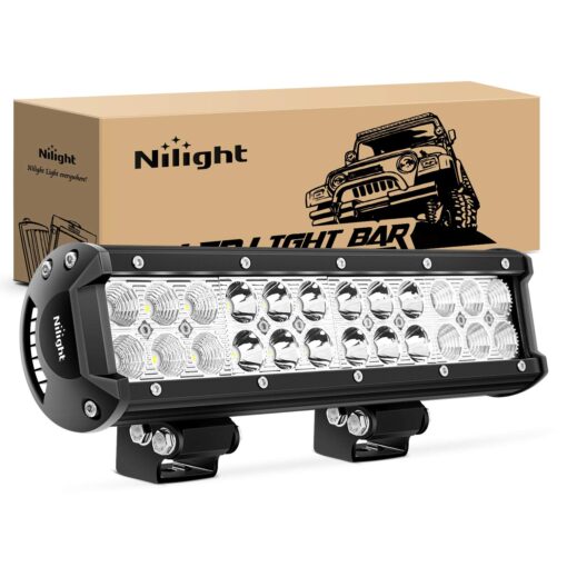 Nilight - NI06A-72W 12Inch 72W Spot Flood Combo Led Light Bar Off Road Lights Boat Lights Fog Light Driving Lights LED Work Light for Trucks, 2 Years Warranty