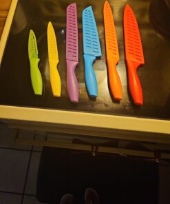 Amazon Basics Color-Coded Kitchen 12-Piece Knife Set, 6 Knives with 6 Blade Guards, Multicolor, 13.88 x 4.13 x 1.38 inch 30 71j2QbOxChL