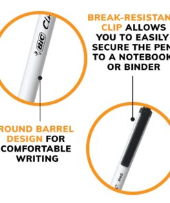 BIC Clic Stic Black Retractable Ballpoint Pens, Medium Point (1.0mm), 12-Count Pack, Round Barrel Design for Comfortable Writing 12 Count (Pack of 1) 13 71j2TnVlP1L