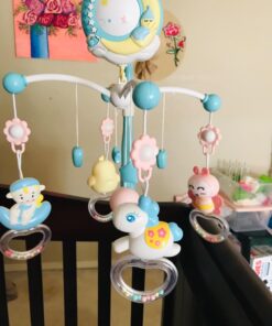 Baby Musical Crib Mobile with Timing Function Projector Lights,Stand-Along Rattles and 150 Melodies Music Box with Remote Control for Newborn 0-24 Months Blue 48 71j2suuzSML