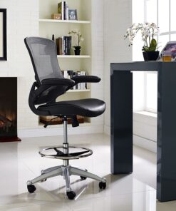Modway Attainment Vinyl Drafting Chair - Drafting Stool With Flip-Up Arm in Black 45 71j497xhM0L