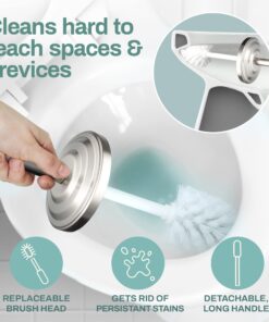 2 Pack Stainless Steel Modern Toilet Brush & Holder Set Bathroom Bowl Cleaner Brush with Caddy 2 Pack 10 71j4XiRJeaL