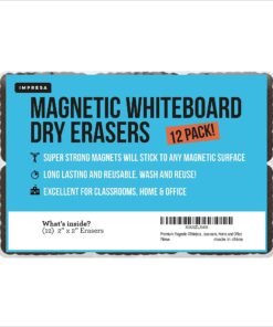 Impresa Mini Magnetic Dry Erase Erasers for Kids and Adults - 12 Pack - Whiteboard Erasers for School, Home, and Office - Classroom Supplies (2x2 Inches) 25 71j5b88TPXL
