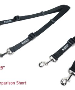 Leashboss Extra Long Double Dog Leash Coupler for Large Dogs - 16-28 Inches - Adjustable 1 Inch Heavy Duty Nylon Leash Splitter for Large Dogs (1 Inch Wide x 16-28 Inches, Black) 16-28 Inch 22 71j6wCMhgAL