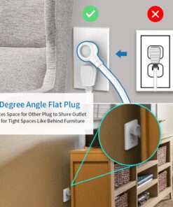 White Extension Cord 15 Feet, NTONPOWER Flat Plug Long Extension Cord, Circuit Breaker, 4 Outlet Nightstand Charging Station, Compact for Home Office Bedside Dorm Essentials 15FT 16 71j7c73SeL