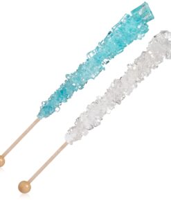 Candy Envy Light Blue and White Rock Candy Crystal Sticks - 24 Indiv. Wrapped - Cotton Candy & Original Sugar Flavored 24 count 25 71j7iP3HbIL