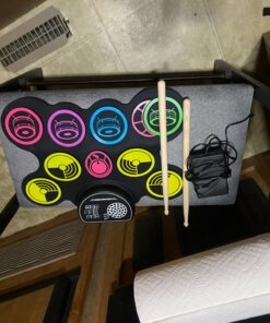 Miortior Electronic Drum Set, 10 Pads Roll-up Drum Practice Pad with Drum Pedals & Drum Sticks, Portable Drum Pad Machine Built-in Speaker with Headphone Jack, Great Christmas & Birthday Gift for Kids 27 71j8yFdoozL