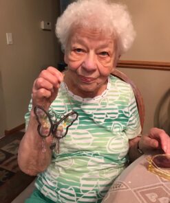 Grandma Butterfly Suncatcher with Pressed Flower Wings and Heart Charm - Hanging Height 8" 1 23 71jB7WqZtwL