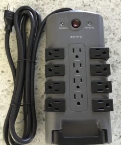 Belkin Surge Protector Power Strip w/ 8 Rotating & 4 Standard Outlets - 8ft Sturdy Extension Cord w/ Flat Pivot Plug for Home, Office, Travel, Desktop & Charging Brick - 4320 Joules of Protection 1 Pack 39 71jBhred6CL 1