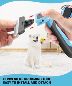 Bonve Pet Grooming Brush, Professional Deshedding Comb Tool for Dogs & Cats, Effectively Reduces Shedding by up to 95% for Short Medium and Long Pet Hair Blue 11 71jBoNO4sL