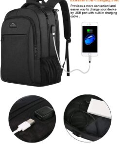 Alternative view of MATEIN Business Laptop Backpack, 15.6 Inch Travel Laptop Bag Rucksack with USB Charging Port, Water-Resistant Bag Daypack for Work College Computer Men Women Backpack, Black Black Charcoal