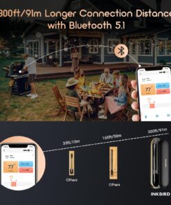 INKBIRD Wireless Meat Thermometer INT-11P-B, Bluetooth Meat Thermometer for Grilling and Smoking, IP 67 Waterproof Wireless Meat Probe for BBQ Oven Grill Smoker Cooking Gifts for Men Women 31 71jCt8FhEHL