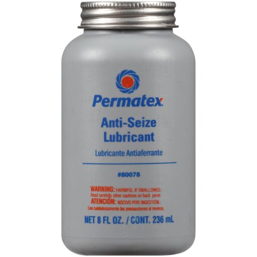 Permatex 80078 Anti-Seize Lubricant With Brush Top Bottle Prevents Galling, Corrosion, Seizing, Refined Blend Aluminum, Copper, And Graphite Lubricants For Spark Plugs 8 oz Pack of 1 8 oz. Single