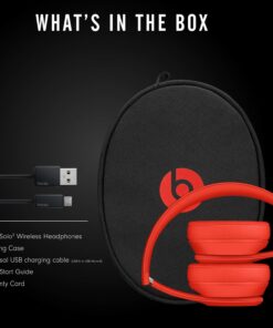 Beats Solo3 Wireless On-Ear Headphones - Apple W1 Headphone Chip, Class 1 Bluetooth, 40 Hours of Listening Time, Built-in Microphone - Red (Latest Model) Without AppleCare+ 29 71jFjAC2DXL