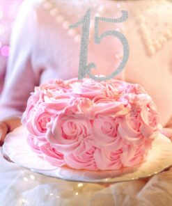 Ella Celebration 15 Cake Topper 15th Birthday Anniversary Quinceañera Party Supplies Rhinestone Number Decoration (Silver) Silver 21 71jG6eBW7KL
