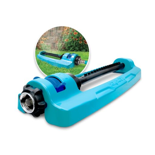 Aqua Joe SJI-OMS16 Indestructible Metal Base Oscillating Sprinkler with Adjustable Spray, 3600-Square Foot Coverage 3600 - Square Foot Coverage