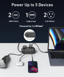 Alternative view of Anker GaNPrime 65W Charging Station, 615 USB C 5-in-1 Power Strip for Travel and Work with 2AC,2 USB C, USB A, 3ft,Power Delivery for iPhone 15/15 Plus/15 Pro/15 Pro Max,and More(Black) Black