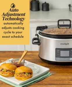 Slow Cooker Programmable 7 Quart - for Family Size 6-8 People, for 6-8 Lb Roast, Turkey, Entrees, Sauces, Stews & Dips with Auto Warm Setting, Timer & Locking Lid, Stainless Steel 10 71jHNayjyNL