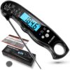 KULUNER TP-01 Waterproof Digital Instant Read Meat LCD Thermometer with 4.6” Folding Probe Backlight & Calibration Function for Cooking Food Candy, BBQ Grill, Liquids,Beef(Black) black 14 71jI8eqaE9L