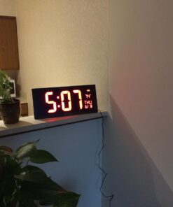 AcuRite Large Digital LED Oversized Wall Clock with Date, Temperature and Fold-Out Stand, 18-Inch, Red 29 71jJERmXSbL