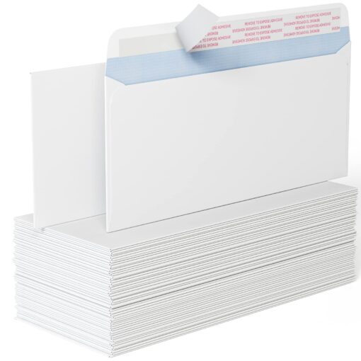 CREGEAR #10 Envelopes Self Seal Security Tinted Envelopes (110Ct) for Privacy & Business, Peel and Seal, NO Window, Letter Size 4-1/8 x 9-1/2 Inches, 24 LB, White 110