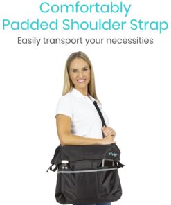 Vive XL Wheelchair Bag - Waterproof, Scratch-Resistant, Double-Stitched, Machine Washable Accessory for Adults, Seniors, 15 Colors - Storage Walker Backpack to Hang on Back of Wheel Chair Black 24 71jLDPtWAGS