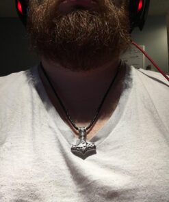 GuoShuang Odin Thor's Mjolnir Pendant Viking Necklaces Pendants Jewelry Scandinavian Clear Details Silver Chain Mjolnir necklace -A12 15 71jMSgWOkeL