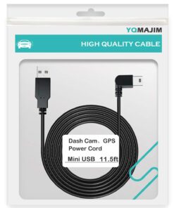 YQMAJIM Charging Power Cable for Dash Cam, (11.5 Ft) USB 2.0 to Mini USB Car Vehicle Power Charger Adapter Cord for Garmin Nuvi GPS、Rearview Mirror Cam、Backup Camera 11.5 Ft 27 71jMmMRtWGL