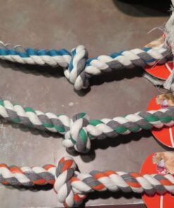 Mammoth Flossy Chews Color Rope Tug – Premium Cotton-Poly Tug Toy for Dogs – Interactive Dog Rope Toy – Tug Dog Chew Toy Large 25" 3 Knot 24 71jMvFxpiqL