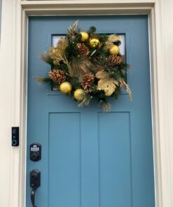 National Tree Company Pre-Lit Artificial Christmas Wreath, Green, Elegance, White Lights, Decorated with Pine Cones, Berry Clusters, Ball Ornaments, Christmas Collection, 24 Inches 24 Inch Wreath with 50 Battery-Operated Warm White LED Lights 19 71jN0NSvz7L