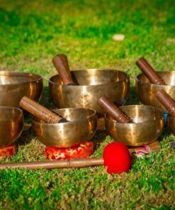 Chakra Healing Tibetan Singing Bowls Set of 7 pieces ~ Hand Hammered Himalayan Meditation Bowls ~ 5"-10" ~ included 7 Mallets, 7 cushions & 1 drum stick. Handmade in Nepal by Thamelmart 22 71jNbTT7tQL