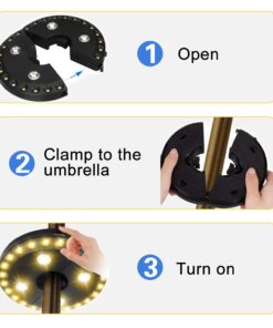 OYOCO Warm White Patio Umbrella Light 3 Brightness Modes Cordless 28 LED Lights at 200 lumens 4 x AA Battery Operated,Umbrella Pole Light for Patio Umbrellas,Camping Tents 33 71jOM6aOxCL