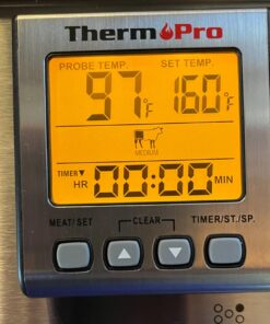 ThermoPro TP16S Digital LCD Meat Thermometer for Cooking and Grilling, BBQ Food Thermometer with Backlight and Kitchen Timer, Grill Temperature Probe Thermometer for Smoker, Barbecue, Oven, Cookware Light Silver 49 71jR9FPZ0xL