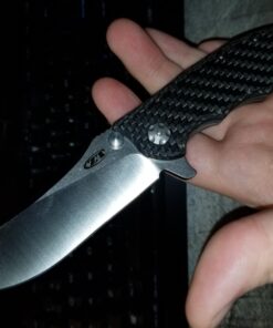 Zero Tolerance 0562CF Hinderer Slicer Folding Knife; 3.5” CPM-20CV Stonewashed and Satin Steel Blade, Carbon Fiber Front Handle, KVT Ball-Bearing Opening, Frame Lock and Reversible Pocketclip; 5.5 OZ… 3.5" 51 71jSkFZnqzL