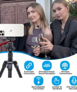 MAYBESTA Professional Wireless Lavalier Lapel Microphone for iPhone, iPad - Cordless Omnidirectional Condenser Recording Mic for Interview Video Podcast Vlog YouTube Black 16 71jTPui7lpL