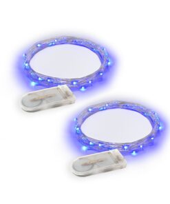 RTGS Products Blue Colored LED Lights Indoor and Outdoor String Lights, Fairy Lights Battery Powered for Patio, Bedroom, Holiday Decor, etc BLUE COLOR 20 LEDs 6.5 FEET 2 SETs