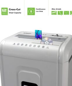 Aurora AU1262XA Anti-Jam 12-Sheet Crosscut Paper and CD/Credit Card Shredder, White/Gray 12-Sheet Crosscut White 16 71jVrV5jFhS
