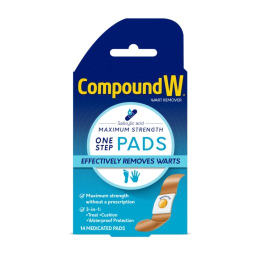 Compound W Wart Remover Maximum Strength One Step Pads, 14 Medicated Pads 14 Count (Pack of 1)