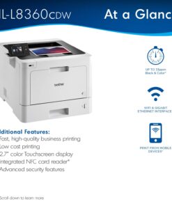 Brother Business Color Laser Printer, HL-L8360CDW, Wireless Networking, Automatic Duplex Printing, Mobile Printing, Cloud Printing, Amazon Dash Replenishment Ready,White New Model: HLL8360CDW 32 71jX EDozGL