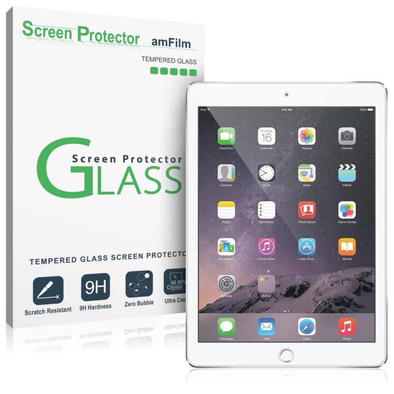 Catalog 2 amFilm Glass Screen Protector for iPad 9.7 6th Gen, 5th Gen, iPad Pro 9.7, iPad Air, Air 2, Tempered Glass, Apple Pencil Compatible