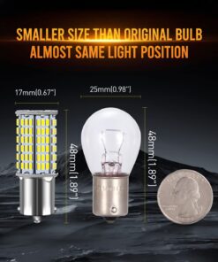 LUYED 1156 LED Bulb 2880 Lumens 6500K Xenon White Super Bright BA15S 1141 1003 7506 P21W LED Replacement for Backup Reverse Tail Brake Turn Signal Lights,Pack of 2 26 71ja2dDW8SL