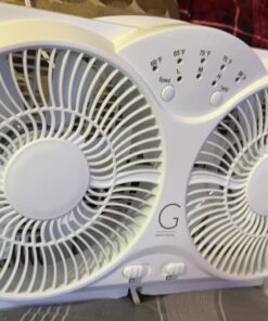 Genesis Twin Fan High Velocity Reversible AirFlow Fan, LED Indicator Lights Adjustable Thermostat & Max Cool Technology, ETL Certified, White (A1WINDOWFAN) 27 71ja4s92kxL 1