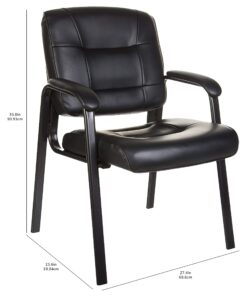 Amazon Basics Classic Faux Leather Office Desk Guest Chair with Metal Frame, Black, 27.4D x 23.6W x 35.8H in 23 71jaCxtS4bL