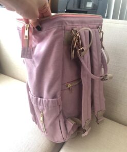 AMILLIARDI Diaper Bag Backpack - 6 INSULATED Bottle Holders - Detachable Stroller Straps (Light Pink) Light Pink 44 71jaHWH1ngL