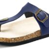 SANDALUP Flip Flop Adjustable Metal Buckle Thong Sandals for Women 7 New Navy Blue