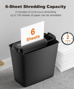 Bonsaii Paper Shredder for Home Use, 6 Sheet Strip Cut Small Paper Shredder Without Basket for Home Office, Portable Shredder Extendable Arm Design with Overheat Protection (S123-B) 9 71jb9Fx2LzL