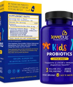 lovebug PROBIOTICS for Kids | Multi-Strain 3 Billion CFU | Constipation & Stomach Discomfort | Sugar Free | Ages 6+ 60 Count (Pack of 1) 20 71jcBPtbGCL 1