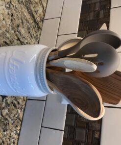 Miusco Non-Stick Silicone Kitchen Utensils Set with Natural Acacia Hard Wood Handle, 5 Pieces, Grey, BPA Free, Baking, Serving and Cooking Utensils Gray 47 71jcgrqmWXL