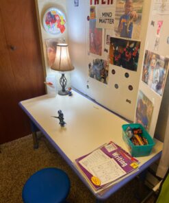 Flash Furniture Wren Adjustable Classroom Activity Table for School and Home, Rectangular Plastic Activity Table for Kids, 23.625" W x 47.25" L, Gray/Blue Blue Set of 1 34 71jfXVdafUL