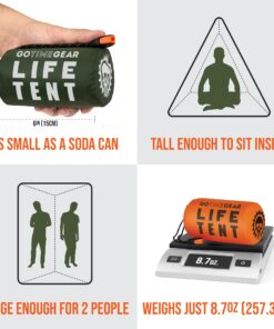 Go Time Gear Life Tent Emergency Survival Shelter – 2 Person Emergency Tent – Use As Survival Tent, Emergency Shelter, Tube Tent, Survival Tarp - Includes Survival Whistle & Paracord Green 2 Pack 11 71jgn AW9BL